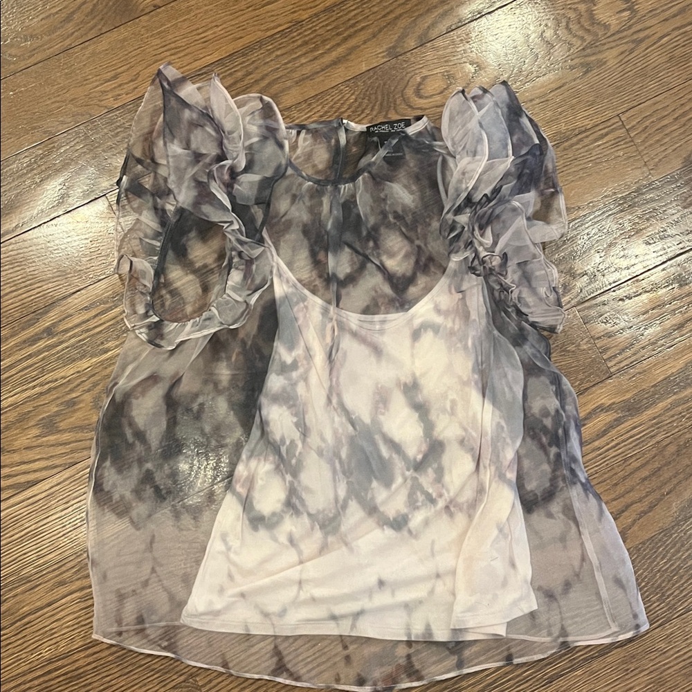 Rachel Zoe S Sheer Ruffle Sleeve Top
